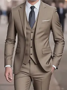 Elegant Men's 3pcs Suit- Slim Fit Tuxedo Set for Weddings& Formal Occasions, Black Suit with White Shirt& Pants, Perfect for Office Meetings and Elegant Events, Formal Attire | Slim Fit Suit | Durable Wedding Wea