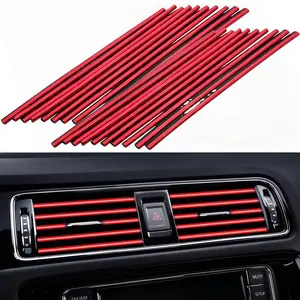 20 Pieces Universal Car Air Conditioner Vent Trim Decoration Strip Accessories, Waterproof Flexible Shiny Auto Car Interior Accessories for All Air Vent Outlet (A-Red - 20 Pieces)
