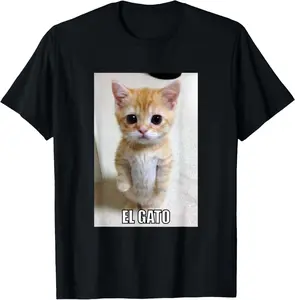 100% Cotton Printed Street-Style T-Shirt El Gato Meme Sad Crying Cat Munchkin Kitty Meme Men Women Girls Kids T-Shirt