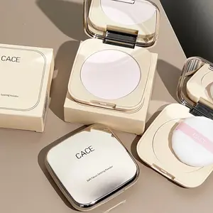 Soft Focus Setting Pressed Powder with Puff, Concealing Pressed Powder, Oil-Control Matte Effect for Oily Skin, Long-Lasting Setting Powder