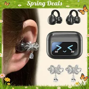 [Spring Deals] Coucur 2026 M100 Fashion Clip-On Earphones, featuring interchangeable earring accessories, an audio-visual touchscreen, and wireless audio transmission technology. Equipped with Bluetooth 6.0 for faster and more stable connections.