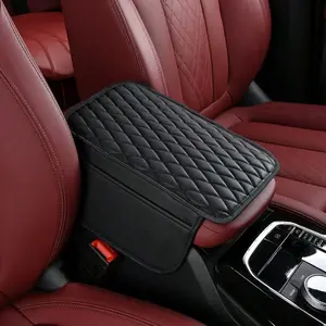 1pc Car Center Console Cover Leather Armrest Cover Cushion With 2 Storage Bags Universal Car Armrest Seat Box Pad Car Interior Accessories Protector For Most Vehicle