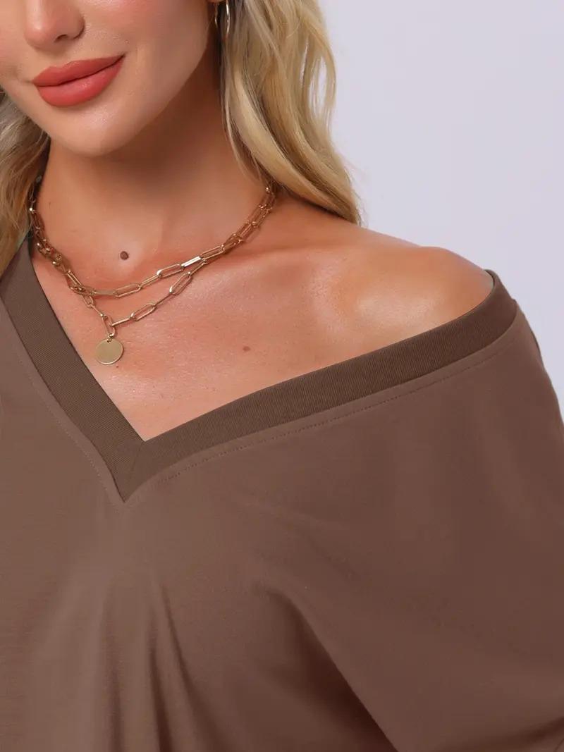 Women's 2 Piece Lounge Sets - Oversized V Neck T-Shirts & Biker Shorts, Casual Reversible Tracksuit, Lightweight Cozy Pjs for Summer