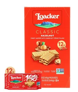 Loacker Classic Hazelnut Wafers, Non-GMO Crème-Filled Wafer Cookies, 45g/1.59oz, Pack of 12