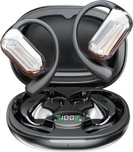 AI Call Bluetooth 5.4 Earphones Wireless Over-Ear In-Ear Style with High-Definition Microphone 60-Hour Battery IPX7 Waterproof Obsidian Black