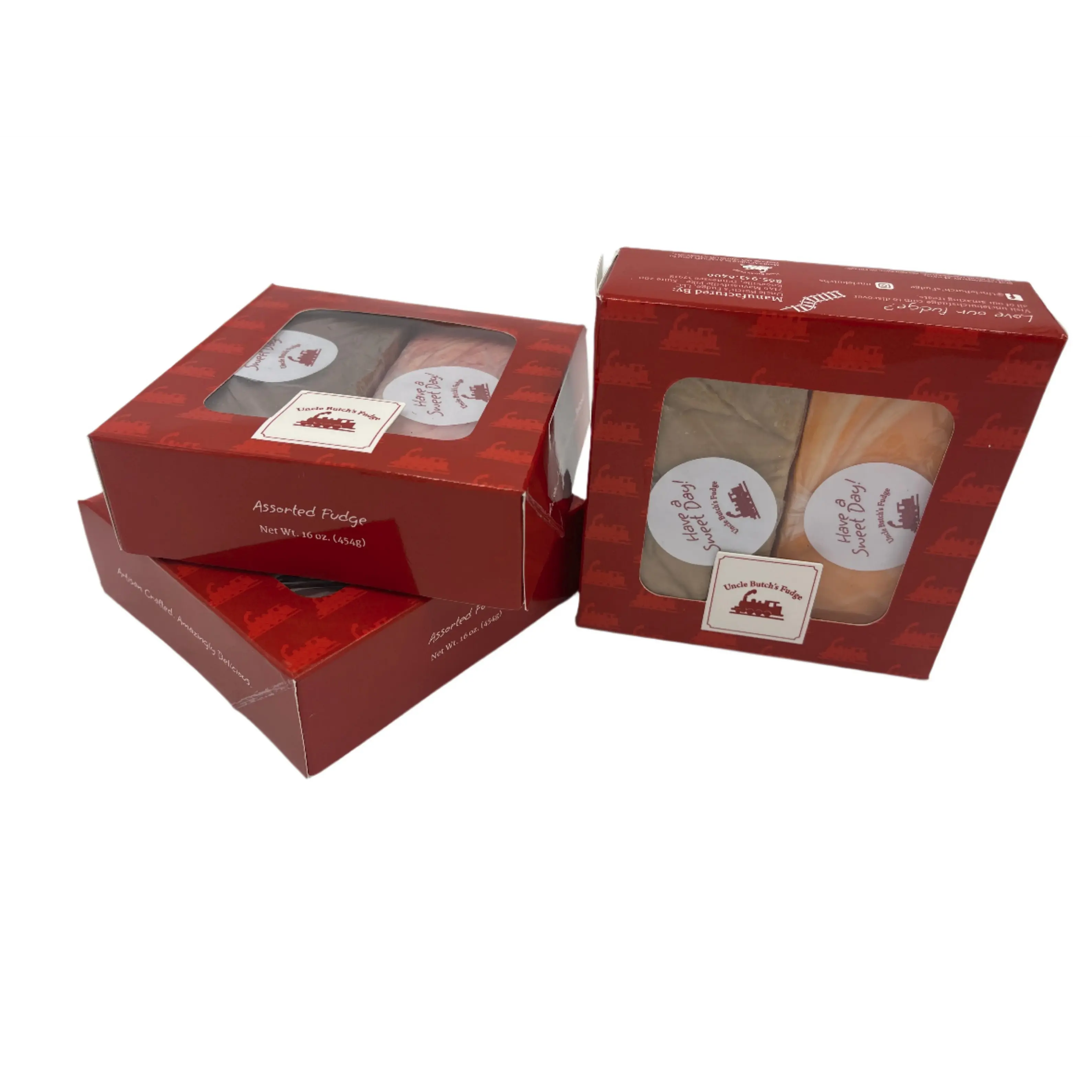 Uncle Butch Fudge Gift Box - Choose 2 Flavors - Smooth & Creamy Texture, Rich Variety: Chocolate, Walnut, Rocky Road & More - Perfect for Sharing Snack