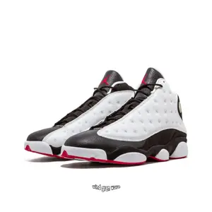 Black and White High-Top Retro Basketball Shoes with Leather and Suede Upper, Red Accents