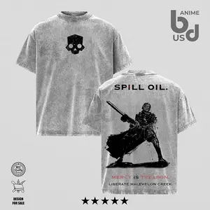 Helldivers 2 - Spill Oil Oversize Unisex Washed Hoodie & T-Shirt, Double Printed Streetwear Game Merch Gift For Fan