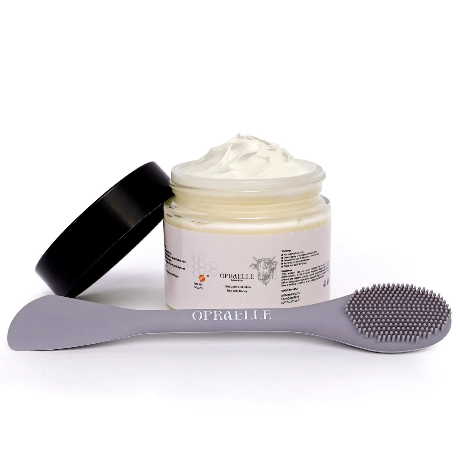 Opraelle Grass-Fed Beef Tallow & Honey Balm - All-Natural Nourishing Moisturizer for Normal Skin, Daily Face & Body Care, Intensive Soothing, Soft Non-Greasy Texture, Anti-Dryness Support, Beef Tallow for Skin, Daily Use, Single Item
