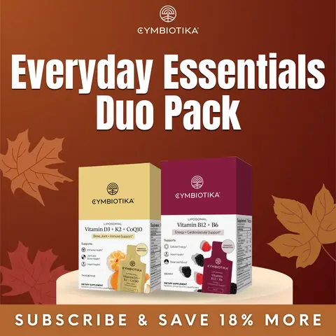 Everyday Essentials Duo Pack | 12*2 Packets | Liposomal B12 + B6 & Vitamin D3 + K2 + CoQ10 | Energy, Immunity & Bone Health | Methylated B Vitamins & Plant-Based D3 with Dual-Form K2