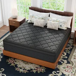 BOMASS 12" 14" Twin Full Queen King Size Mattress Gel Memory Foam Individual Pocket Spring Hybrid  Black Mattresses Medium Firm Pressure Relief Bed In box