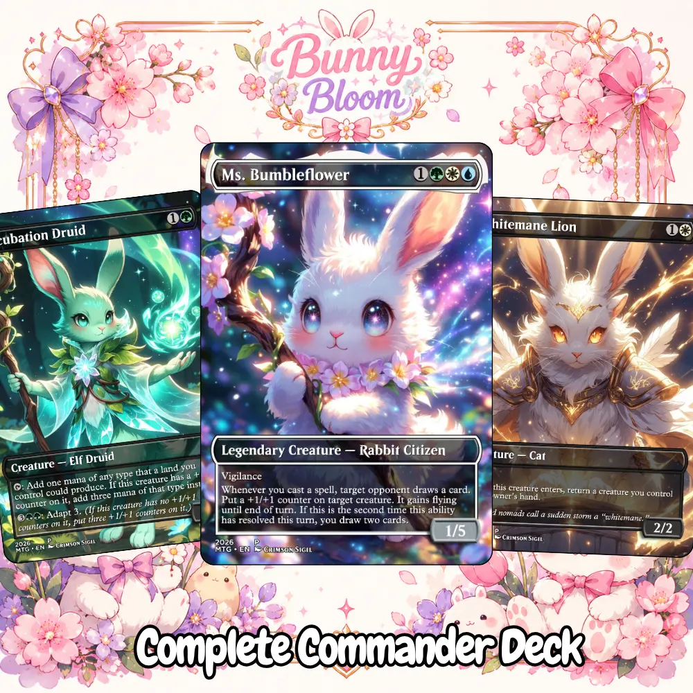 Bunny cute MTG Commander Proxy Deck – Premium Anime Card Set + Token