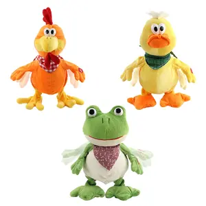 WEWILL 15" Electronic Squawking Chicken Toy, Easter Chicken Stuffed Animal Interactive Musical Walking Singing Waving Rooster Plush Toy with Bib Present for Kids Boys Girls Easter Thanksgiving Day