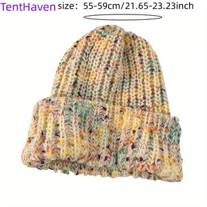 2026 autumn and winter pile face warm trendy hat, small knitted yarn versatile circumference, thick and loose big head hat, women's hat