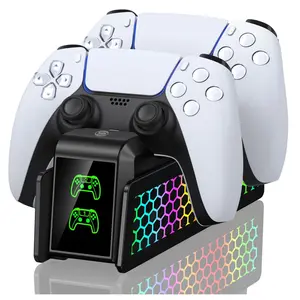 PS5 Controller Charger with Charging Station Stand for Dualsense & Edge Controllers,PS5 Charging Station with LED Indicator & Overcharge Protection for Game Console