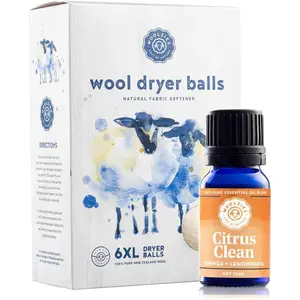 Dryer Balls : 6 XL Laundry Balls for Dryer + 10 ml Citrus Clean Essential Oil Combo for use as  Pure and  Fabric Softener |  Scented  Balls Laundry
