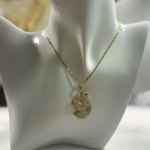 Sparkling Swan Necklace – Symbol of Love & Grace – 14k Gold Filled 18”