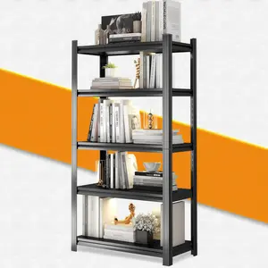 Heavy-Duty Adjustable Industrial Steel Bookshelf - 5-Tier Metal Bookcase for Living Room, Bedroom, Library - Freestanding Storage Shelf with Ample Storage Space, Black (59"H * 27.6"W * 12"D)