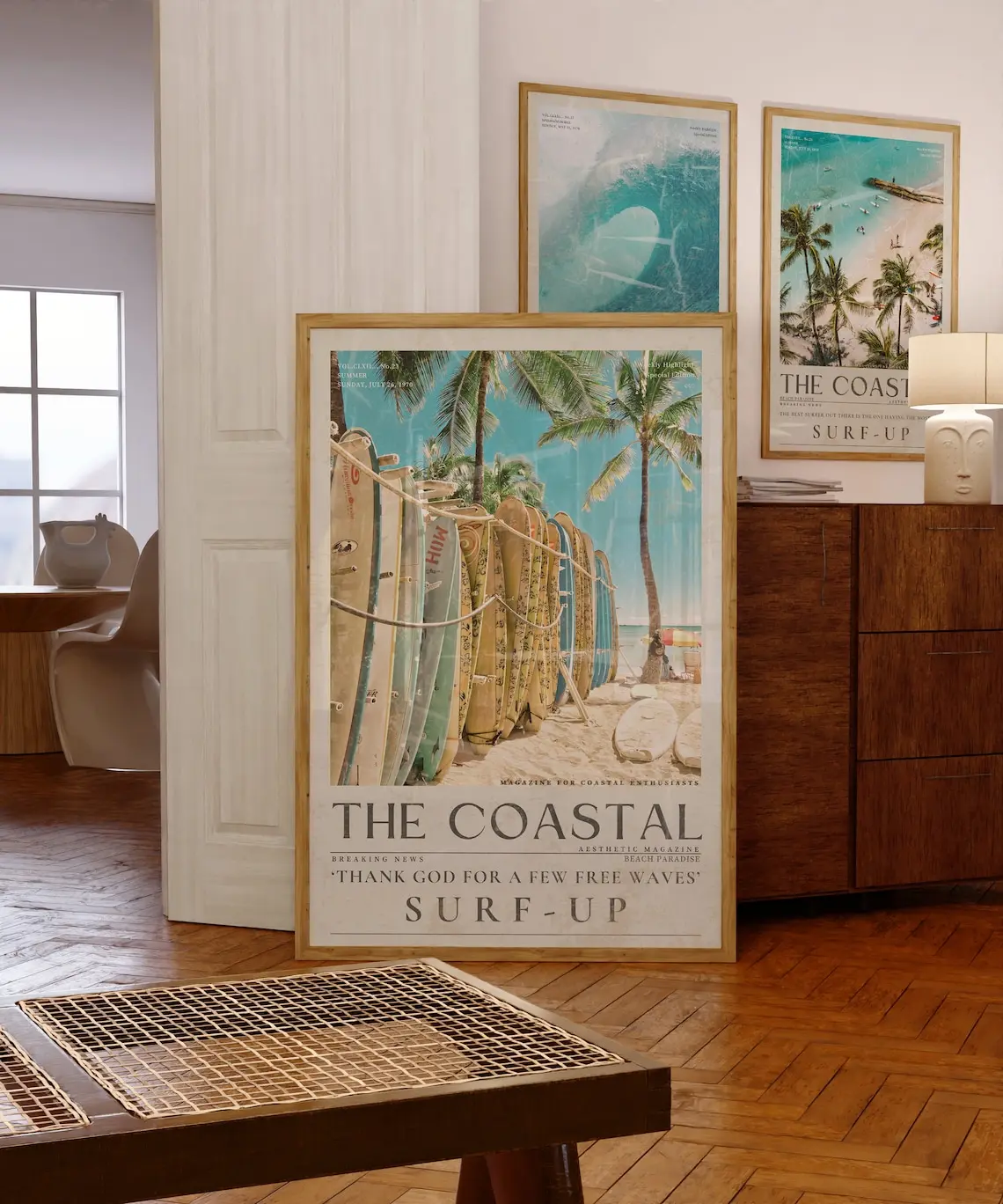 Coastal Life Beach Surf Print, Vintage 70's Newspaper Wall Art, Chic Surfer Poster, Coastal Life Surf up Magazine Cover Artwork, Surfer Gift. Retro Print Poster. Home Decoration. No Frame