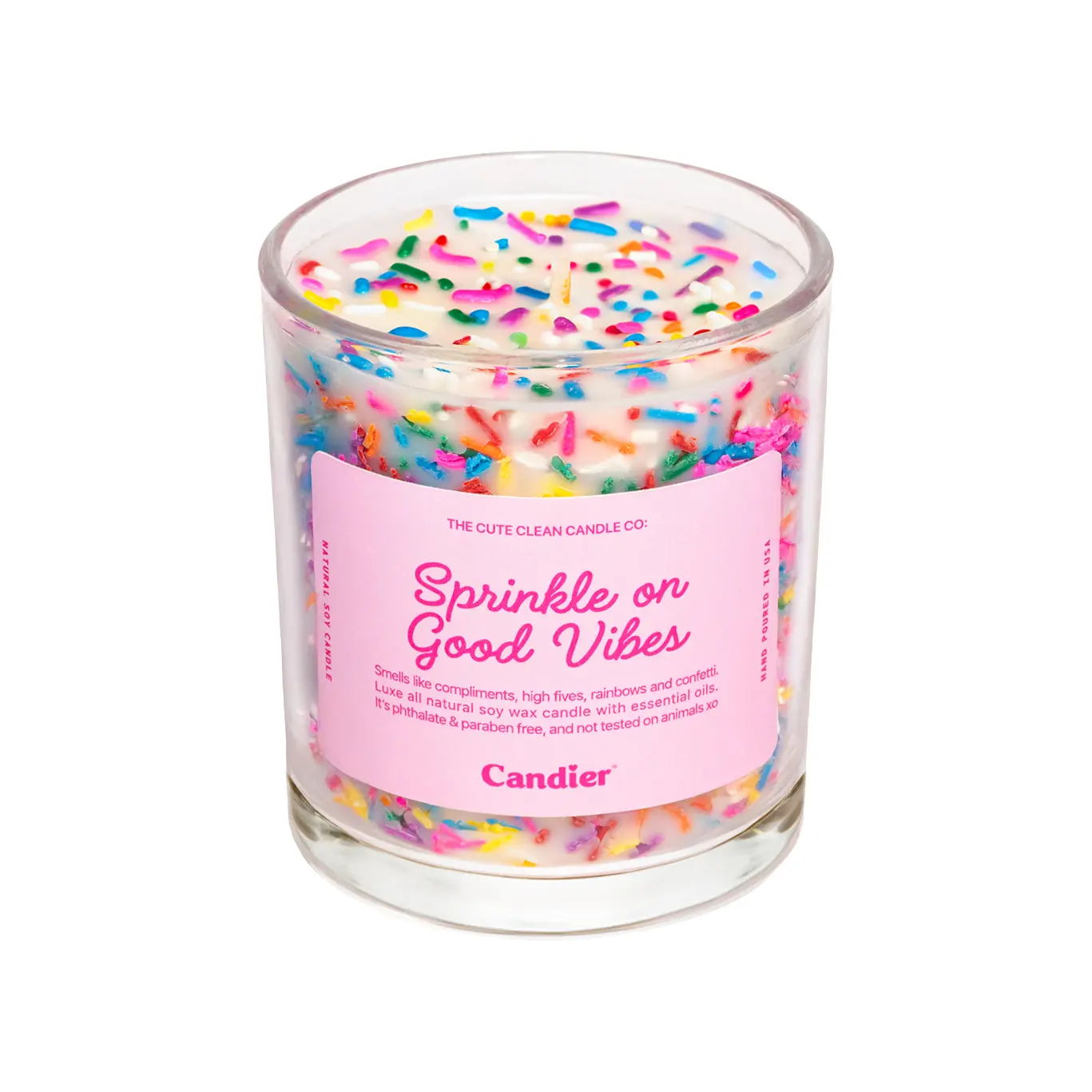 Sprinkle On Good Vibes Colorful Vanilla Cake Scented Candle by Candier