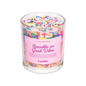 Sprinkle On Good Vibes Colorful Vanilla Cake Scented Candle by Candier
