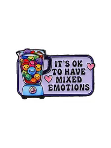 “It's ok to have mixed emotions" Creative Vintage English Pin, Rainbow Ball Badge Zinc Alloy Brooch, Unisex Fashion Clothing Accessory, Perfect Gift for Her