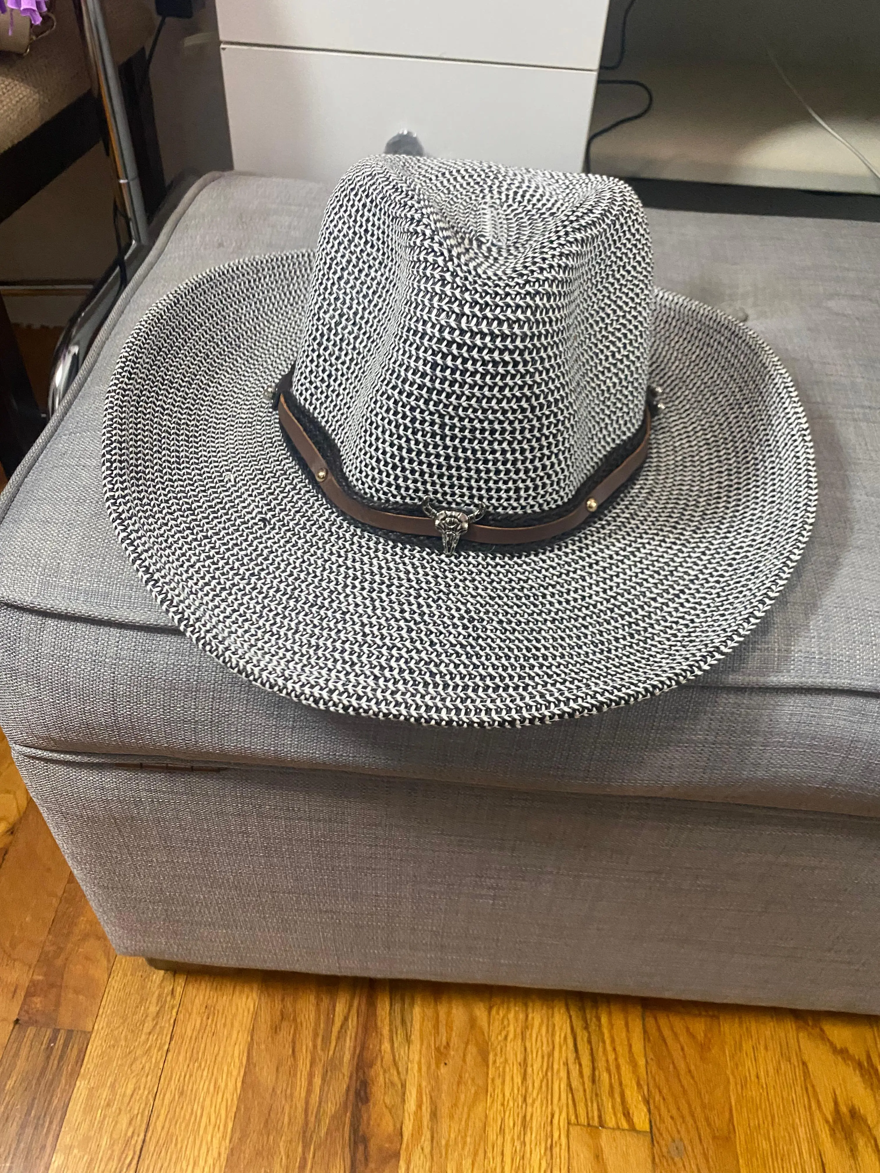 Artesana Western Ivory Weave Cowboy Hat | Wide Brim Straw Style Hat with Leather Band and Silver Bull Detail