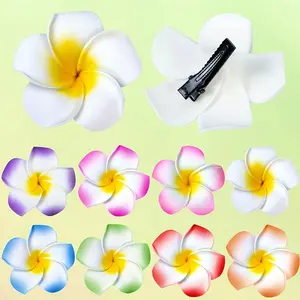24 Flower Hawaiian Style Hair Clips, Tropical Party Decoration, Beach Pool Vacation Hair Accessories
