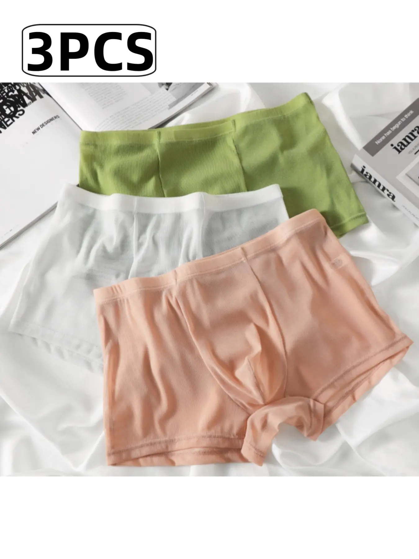 Men's Transparent Sheer Mesh Underwear Set, Stretchy Boxer Briefs, Breathable Comfort Fitted Design, Ideal for Daily Wear, Three-Pack Men's Panties