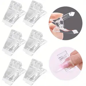 [10Pcs Polygel Nail Extension Clamps] Polygel Nail Extension Clamps Set - Quick Building Nail Tips Clip for LED Builder Gel, Manicure Nail Art Tool, Poly Gel Finger Nail Form Fixing Clips, Unscented - Available in 10Pcs Options