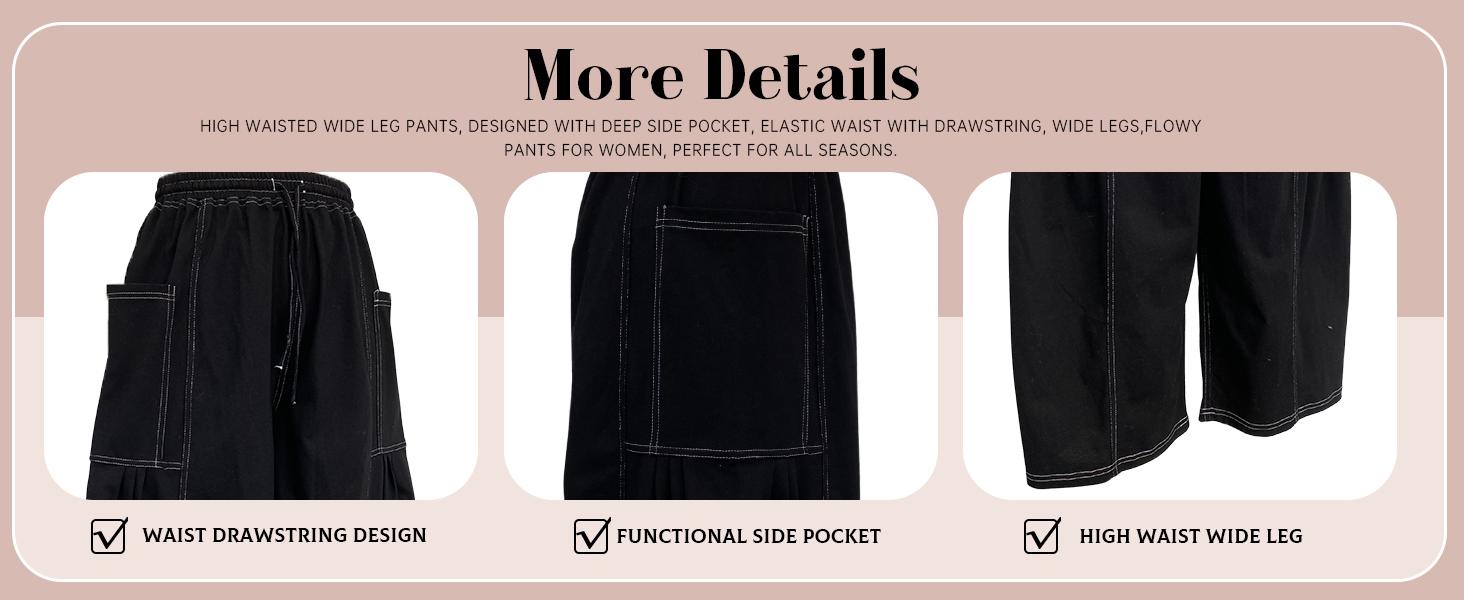 Yeokou Women's Oversized Wide Leg Lantern Pants Summer Beach High Waisted Capris Casual Baggy Trousers with Large Pockets Elastic Waist Yoga Lounge Pants