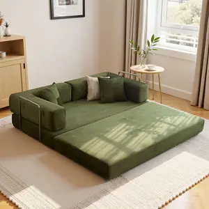 CHORRO 78.8" Boneless Couch 4 in 1 Folding Sofa Bed Convertible Oversized Corduroy Upholstered with Armrests Backrest Lazy Floor Lounger for Living Room Bedroom Premium Materials Ergonomic Design No Assembly Needed