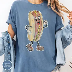 Drive In Hot Dog Hoodie, Distressed Walking Drive In Movie Hot Dog T-shirt