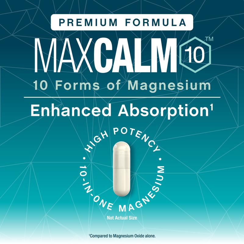 Max Calm 10 Magnesium Complex  - Advanced Elemental Matrix - Enhanced Absorption - High Potency - 10-in-One Magnesium - 90 Vegan Capsules