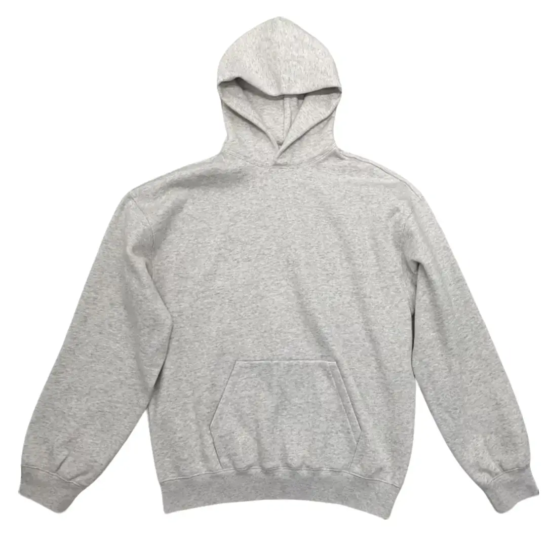 Menswear Oversized Light Grey Ribbed Fleece Hoodie - Relaxed Fit, Soft Heavyweight, Unisex Long Sleeve, Casual Streetwear Layer Top with Fabric Comfort, Plain