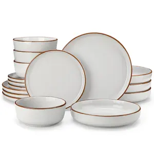vancasso Loire 16/18-Piece Stoneware Dinner Set for 4/6 People, Dinnerware Sets with Plates and Bowls, Scratch Resistant Dinner Service Set for Family or Restaurants, Dishwasher and Microwave Safe Kitchen Home Tableware Ceramics