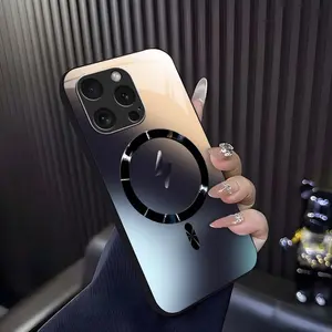 Luxury Ombre Gradient MagSafe Case – Futuristic Metallic Glossy Magnetic Cover for iPhone 16 Pro — 975