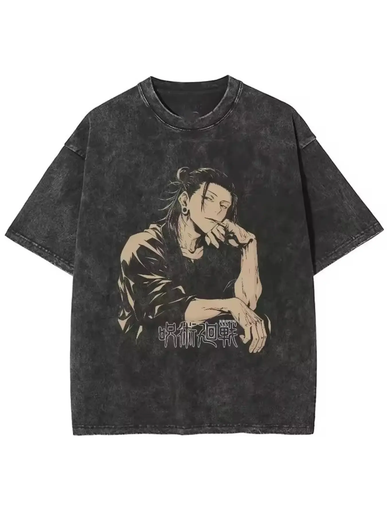 Geto Suguru Anime T-Shirt, Vintage Washed Graphic Tee, Japanese Dark Fantasy Streetwear, Cool Shirts,Graphic Washed Oversized Tees for Men & Women,Summer Round Neck Short Sleeve ,Sports Shirt,Workout T-shirt