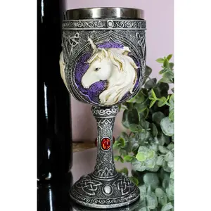 Magical Enchanted Waterfall Kingdom Rare Unicorn 5oz Wine Drink Goblet Chalice