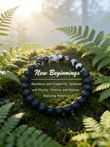 Natural Volcanic Stone Healing Bracelet, Reduces Anxiety and Mental Clutter, Aromatherapy Support for Clarity and Stress Relief, Healing Crystal Bracelet