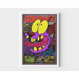 Courage The Cowardly Dog Poster Print Courage Wall  Cartoon Network   Horror Decor green minimalist art