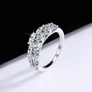 【V30】 Round Five Stone CZ Ring - Elegant Design For Woman Man Anniversary Gift