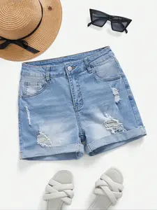 Women's Stylish Casual Loose Light Wash Denim Drawstring Shorts, Y2K Trendy Summer Streetwear for Work & Play, Elegant Comfy Versatile Bottoms