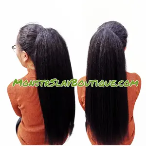 Heat Resistant Synthetic 16"-24" Kinky Straight Drawstring Ponytail