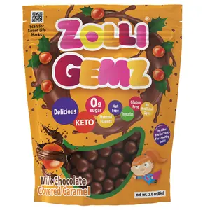 Zolli Milk Chocolate Gemz Delicious, Zero Sugar, Sugar Free, Low Sugar, KETO, Vegetarian, Gluten Free, No Artificial Colors, Kosher l Candy Snack Dessert