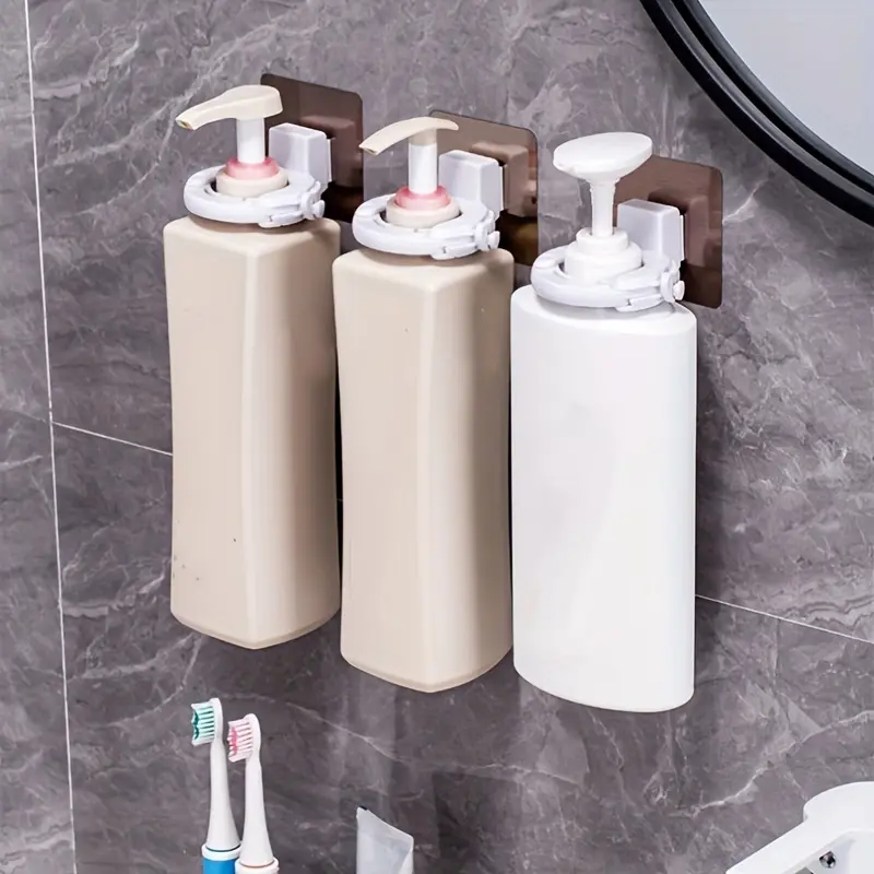 1pc Punch-free Bathroom Rack, Toilet Wall Shelf, Shower Gel Hand Sanitizer Holder, Kitchen Wall Storage Hanger