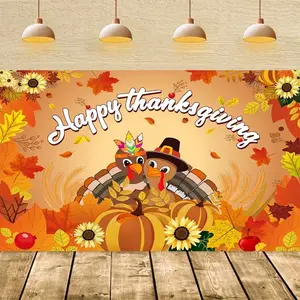 Thanksgiving Turkey Backdrop, Happy Thanksgiving Fall Party Decor, Cute Turkey Harvest Banner, Festival and Party Supplies
