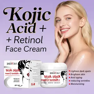 SAUVASINE Brightening Retinol Cream with Kojic Acid & Vitamin E - Gentle Non-Oily Moisturizer for Dry Skin, Reduces Dark Spots Pigmentation & Fine Lines, Natural Face Care for Radiant Complexion.