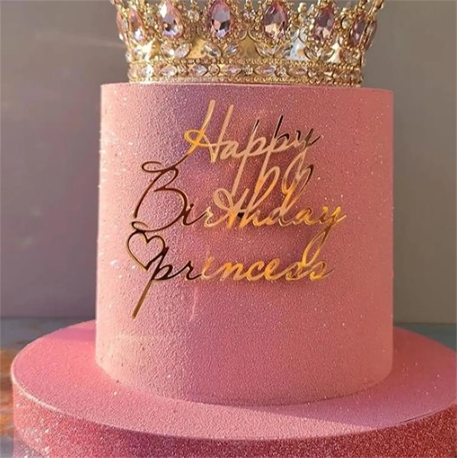 Acrylic Golden Finish Princess Cake Topper, Festive Party Supplies for Girls' Princess Party, Home Cake Decorations