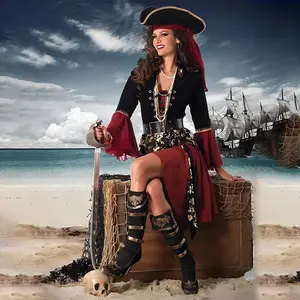 Halloween Costume Masquerade Red Pirate Cos Captain Jack Adult Female Pirates Of The Caribbean Show Clothes